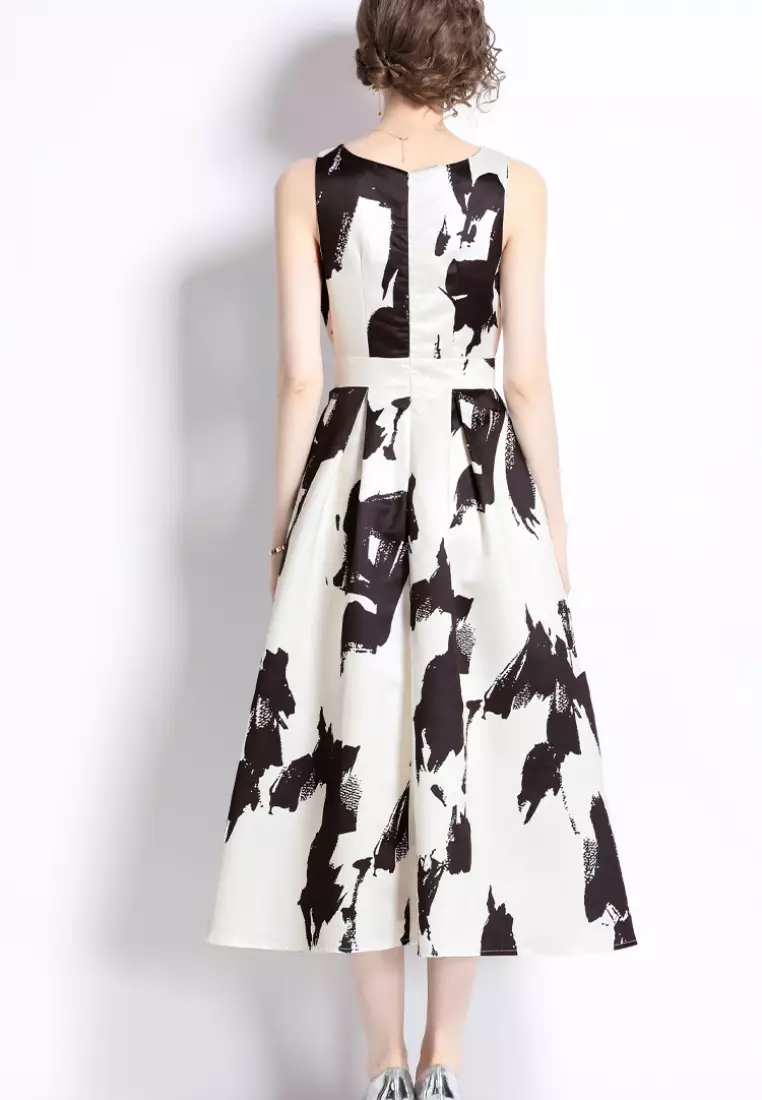 2024 new temperament vest printed pattern dress K071510