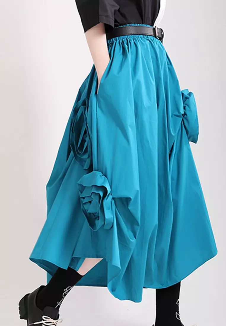 High Quality Craft Three-Dimensional Decorative Flower One-Piece Dress CA23032109BL