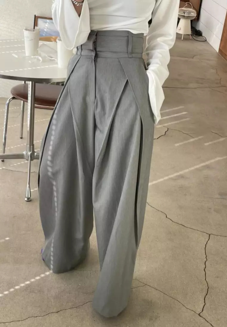 2024 new high waist casual pants straight trousers K091605BK