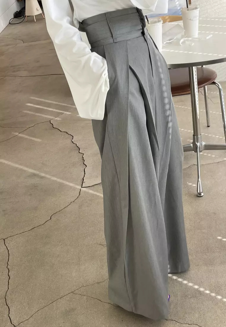 2024 new high waist casual pants straight trousers K091605BK