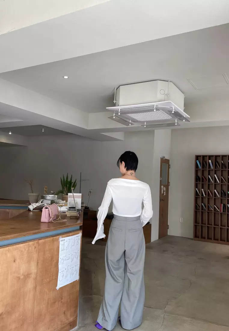 2024 new high waist casual pants straight trousers K091605BK