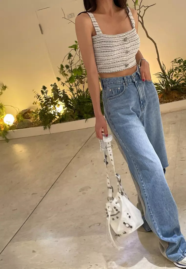 2024 Fashion Retro Contrast Color Stitching Jeans K091606