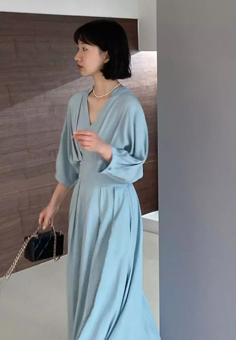 2024 new simple V-neck short-sleeved dress K070905BL