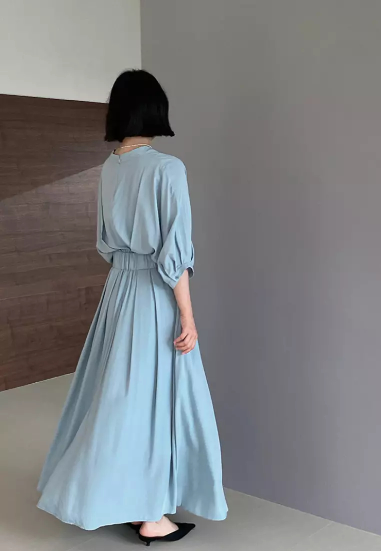 2024 new simple V-neck short-sleeved dress K070905BL