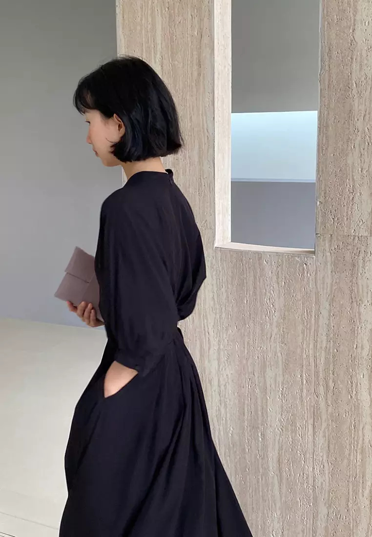 2024 new simple V-neck short-sleeved dress K070905BL