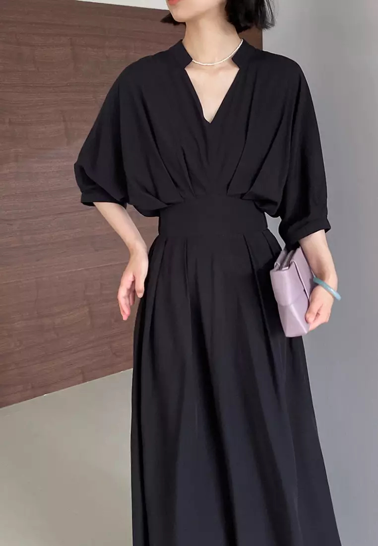 2024 new simple V-neck short-sleeved dress K070905BL