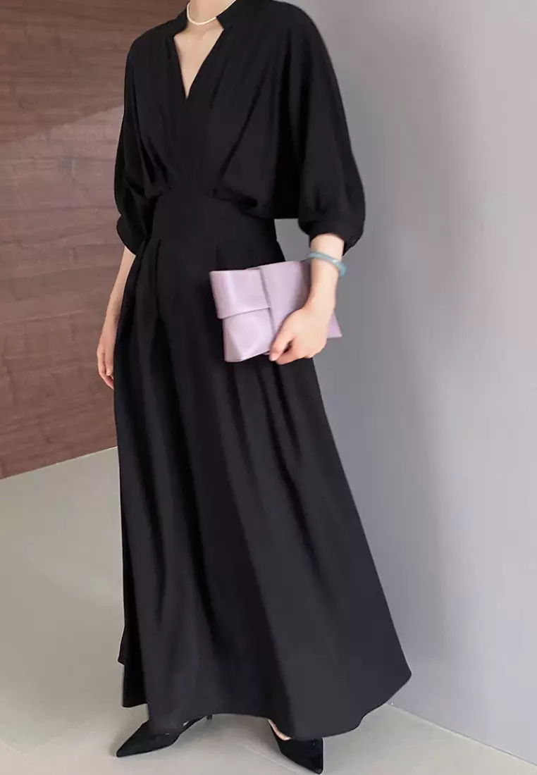 2024 new simple V-neck short-sleeved dress K070905BL