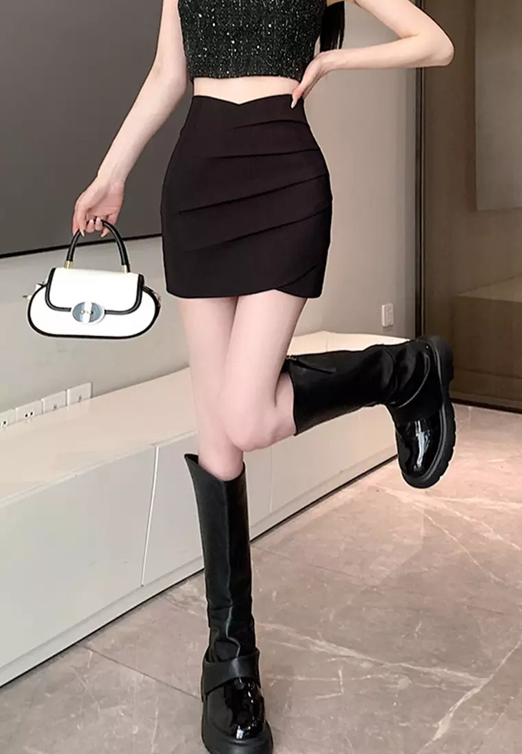 2024 High Waist Style A-line Wrapped Hip Skirt CA24041825BK