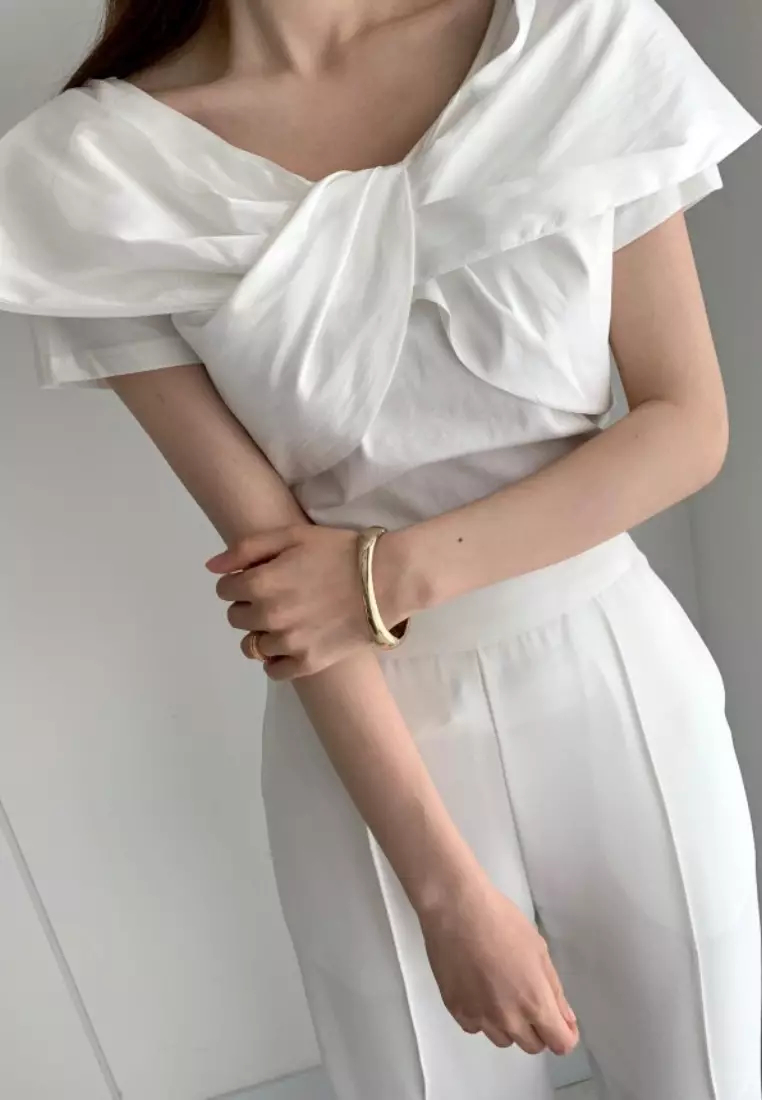 New summer V-neck big bow design T-shirt top K061403BK