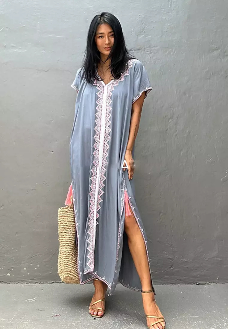 Fashionable new ethnic lace pattern dress K061706BK