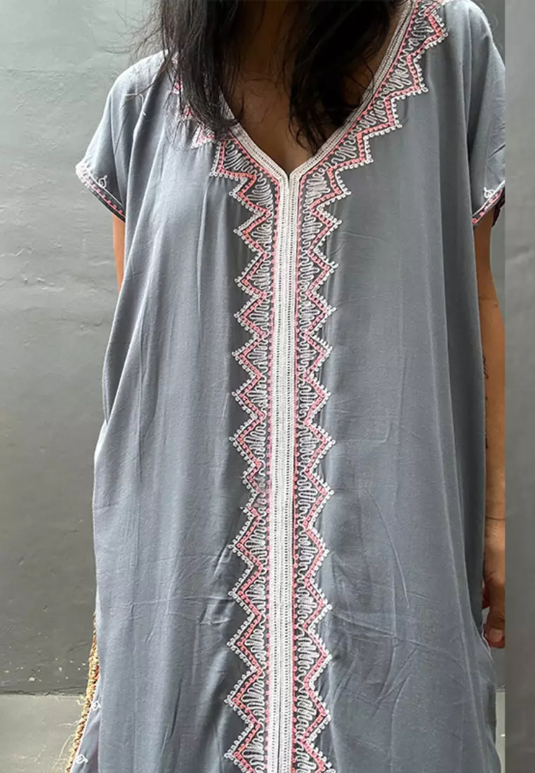 Fashionable new ethnic lace pattern dress K061706BK