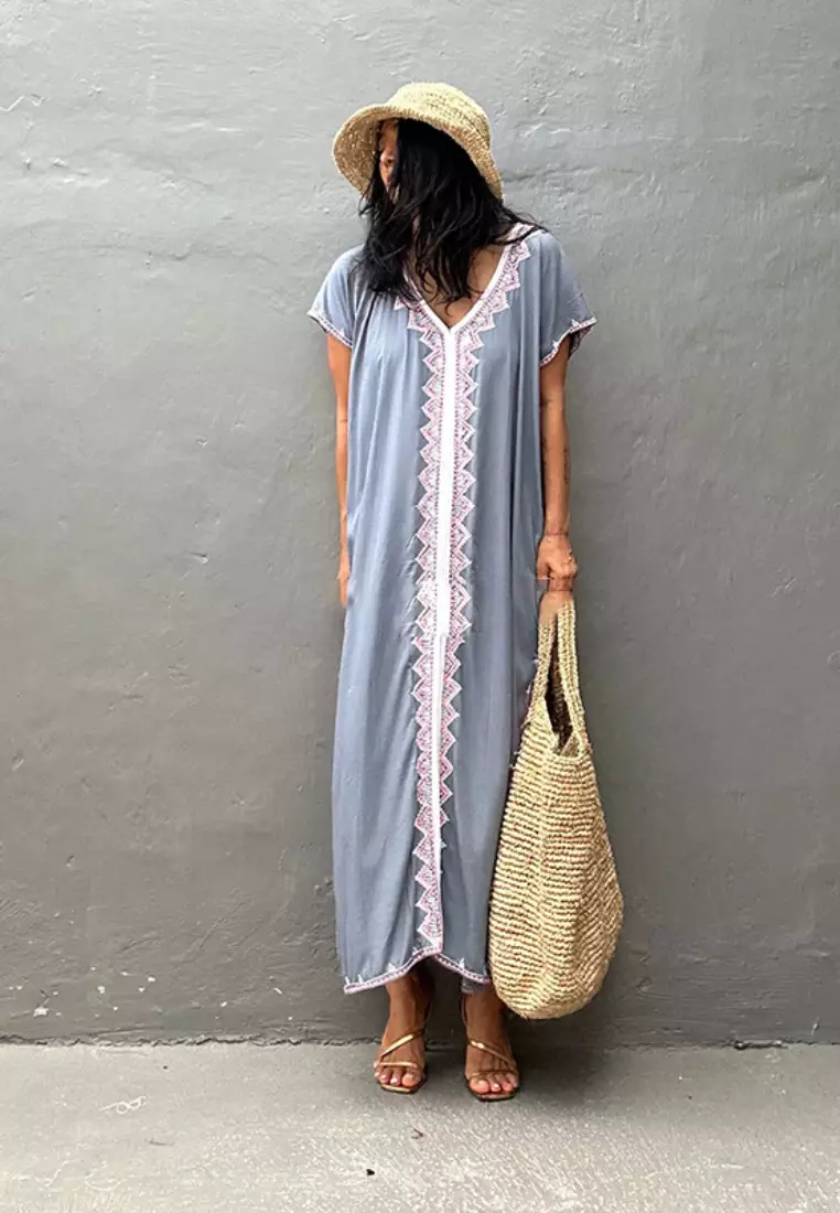 Fashionable new ethnic lace pattern dress K061706BK