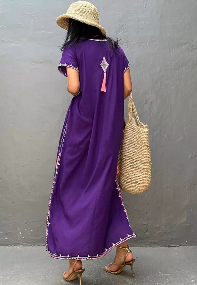 Fashionable new ethnic lace pattern dress K061706BK