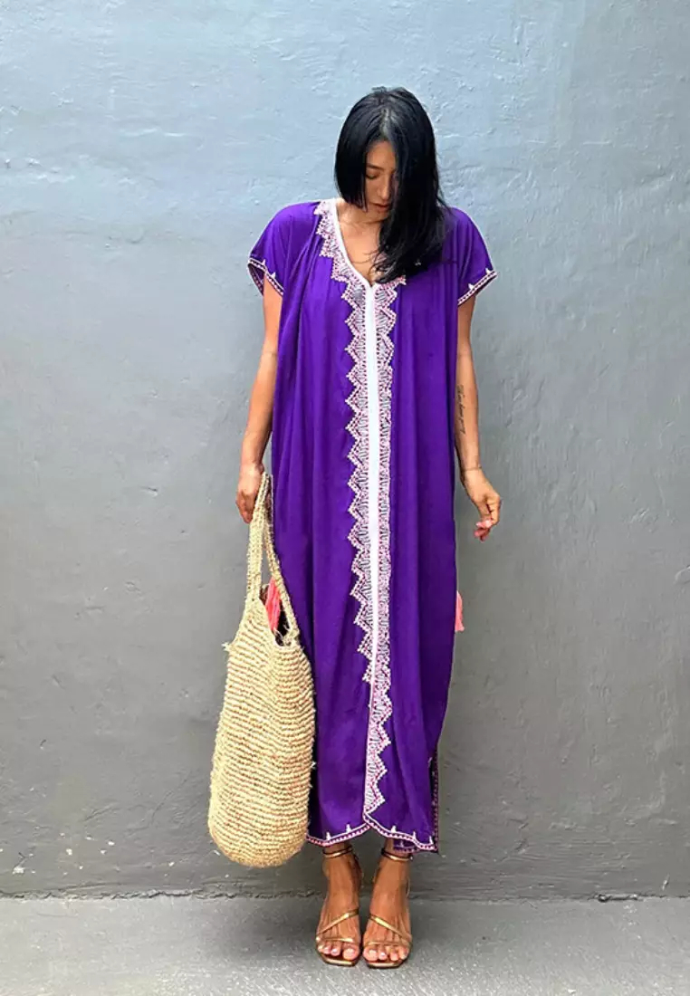 Fashionable new ethnic lace pattern dress K061706BK