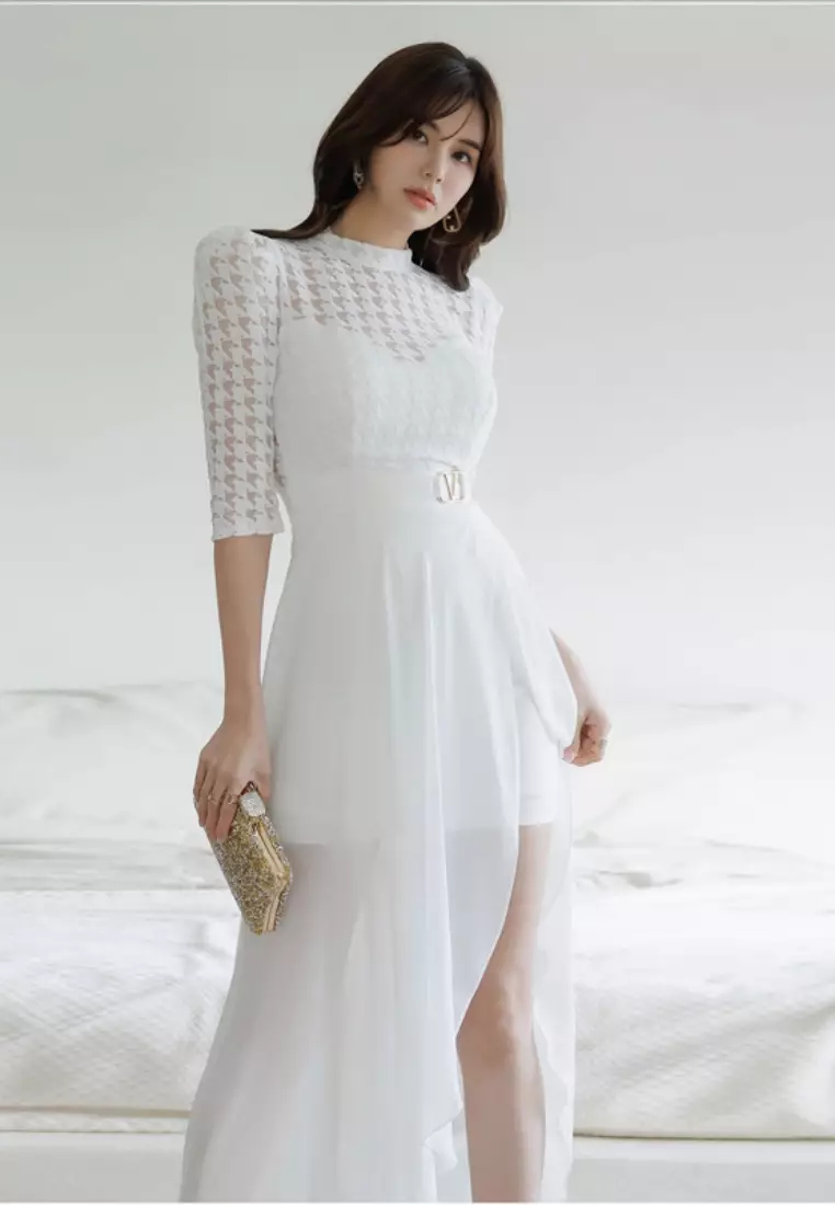 New temperament Chidori Grace tulle irregular dress K100306