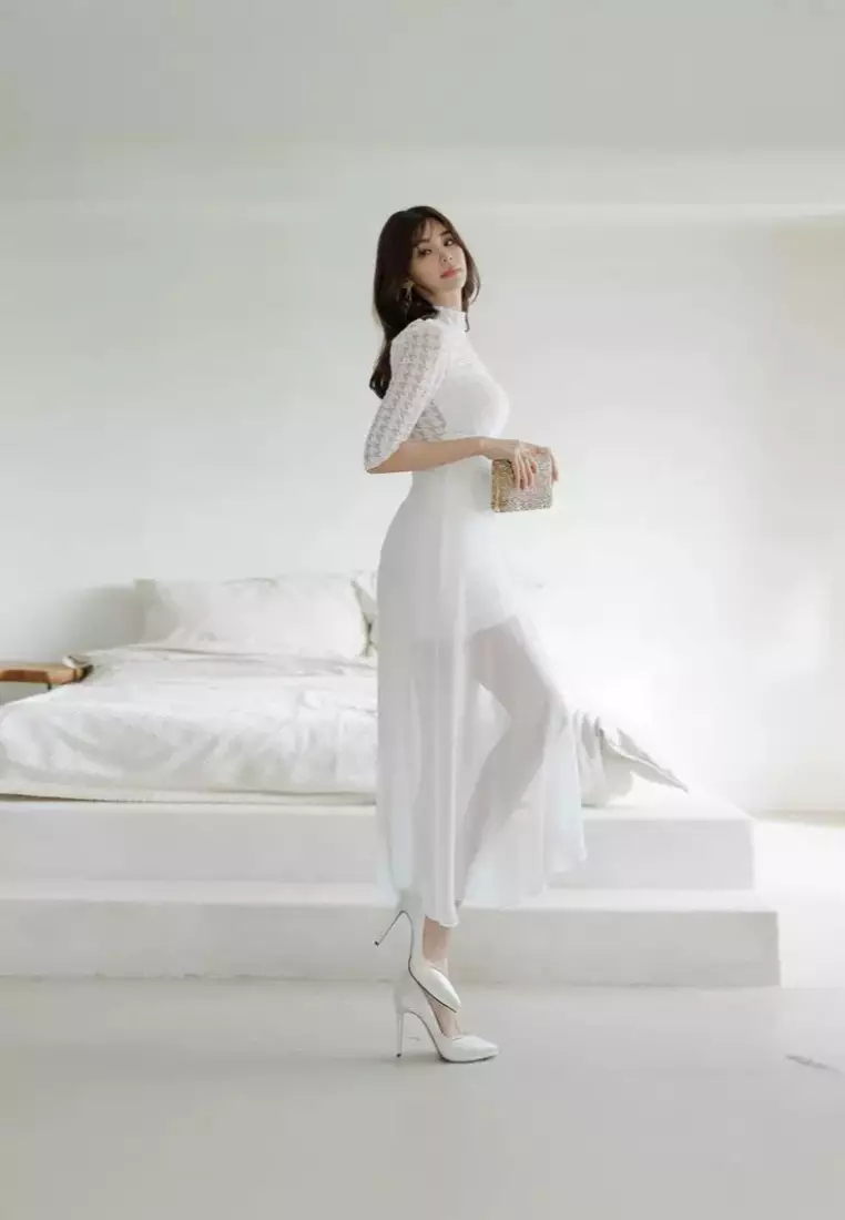 New temperament Chidori Grace tulle irregular dress K100306