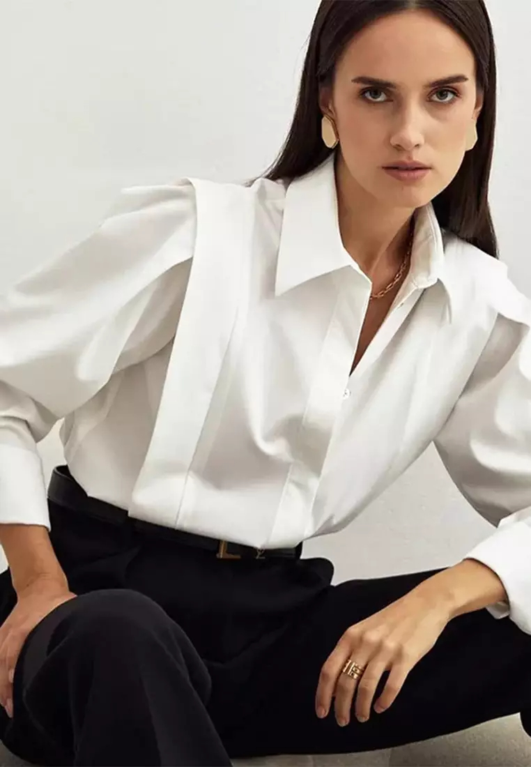 Fashionable commuting style and design long-sleeved shirt top A121820W