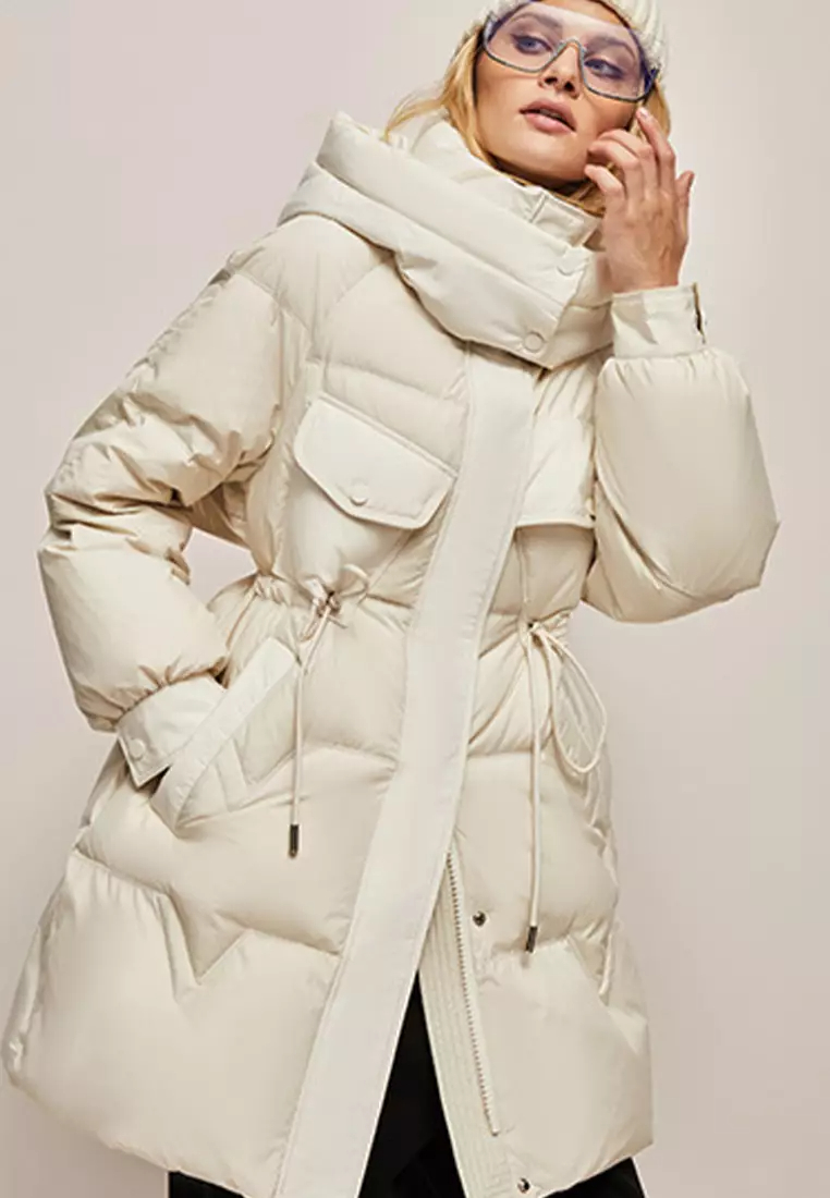 New High quality duck down hooded women's down jacket A122002BK