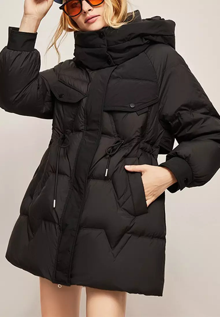 New High quality duck down hooded women's down jacket A122002BK