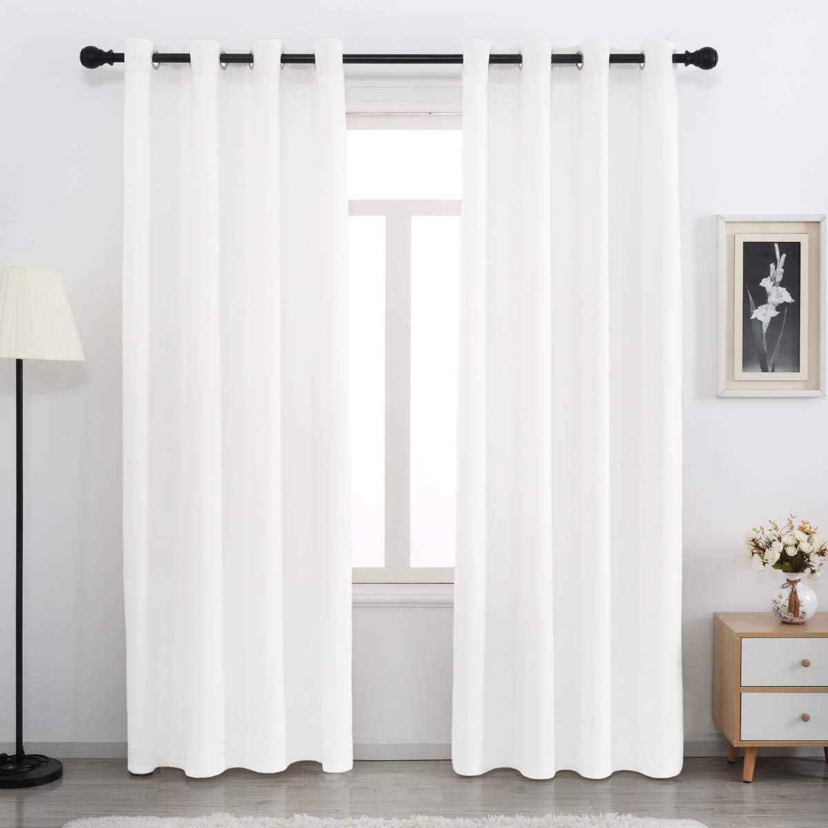 Velvet Blackout Curtains Long Light Blocking Grommet Velvet Window Curtain Panels Set of 2 Heat Insulated Curtains Blackout Thermal Velvet Curtain Panels for Bedroom 2 Panels