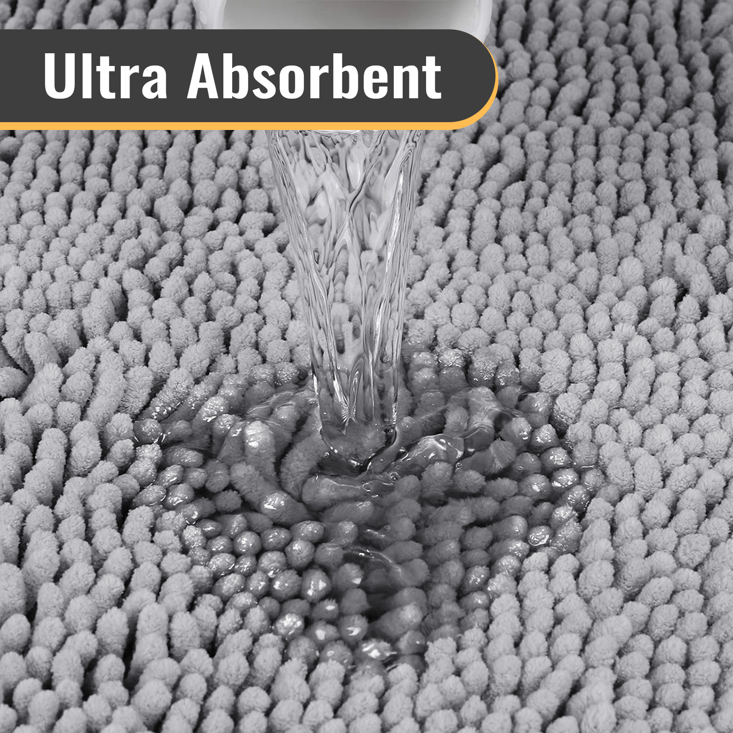 Chenille Bathroom Rugs Mat, Chenille Bath Rug Mat Non-Slip Bath Mat, Washable Soft Shower Shag Bath Rugs