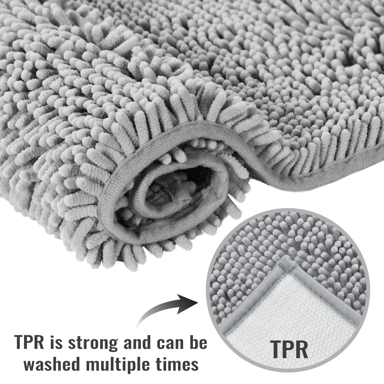 Chenille Bathroom Rugs Mat, Chenille Bath Rug Mat Non-Slip Bath Mat, Washable Soft Shower Shag Bath Rugs