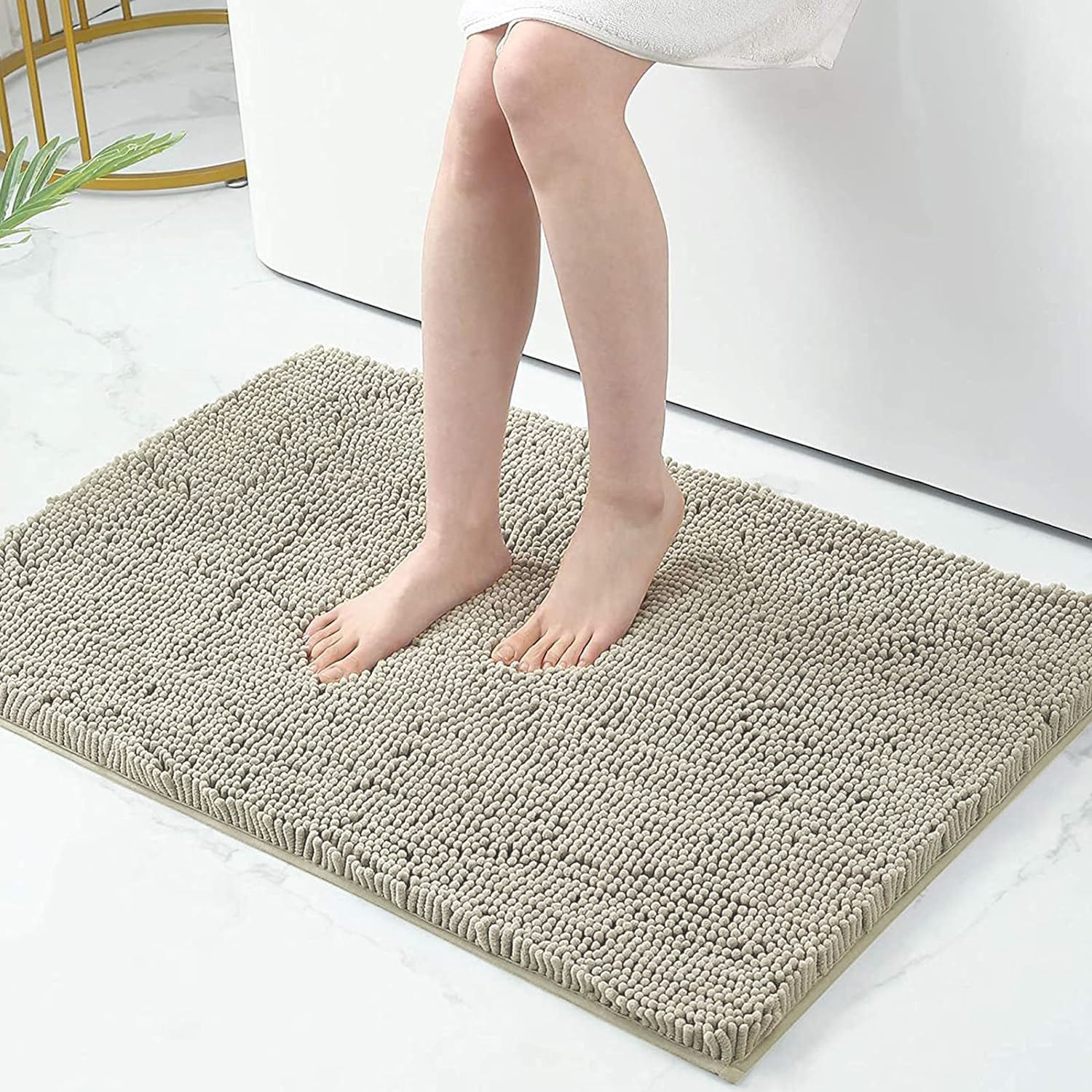 Chenille Bathroom Rugs Mat, Chenille Bath Rug Mat Non-Slip Bath Mat, Washable Soft Shower Shag Bath Rugs
