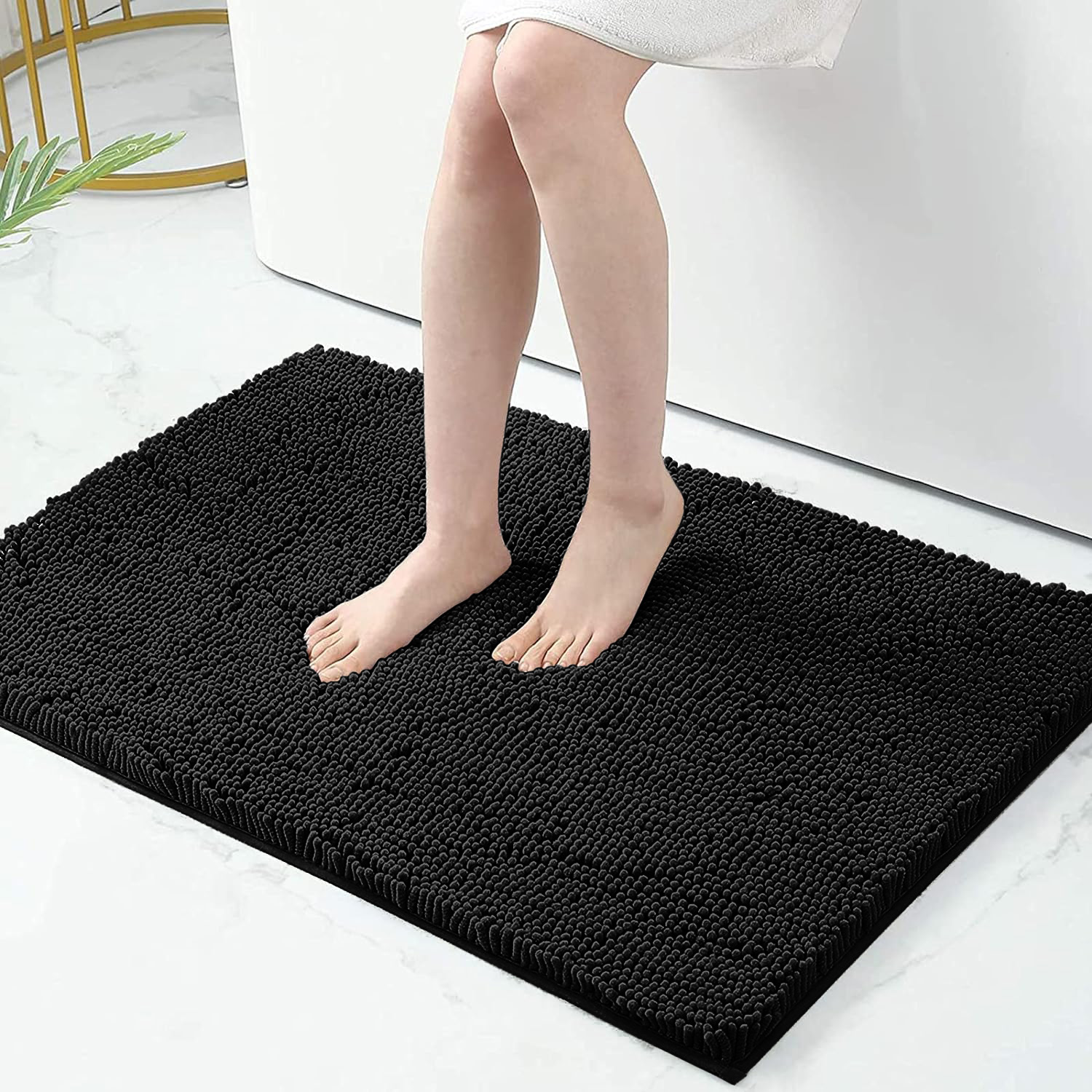 Chenille Bathroom Rugs Mat, Chenille Bath Rug Mat Non-Slip Bath Mat, Washable Soft Shower Shag Bath Rugs
