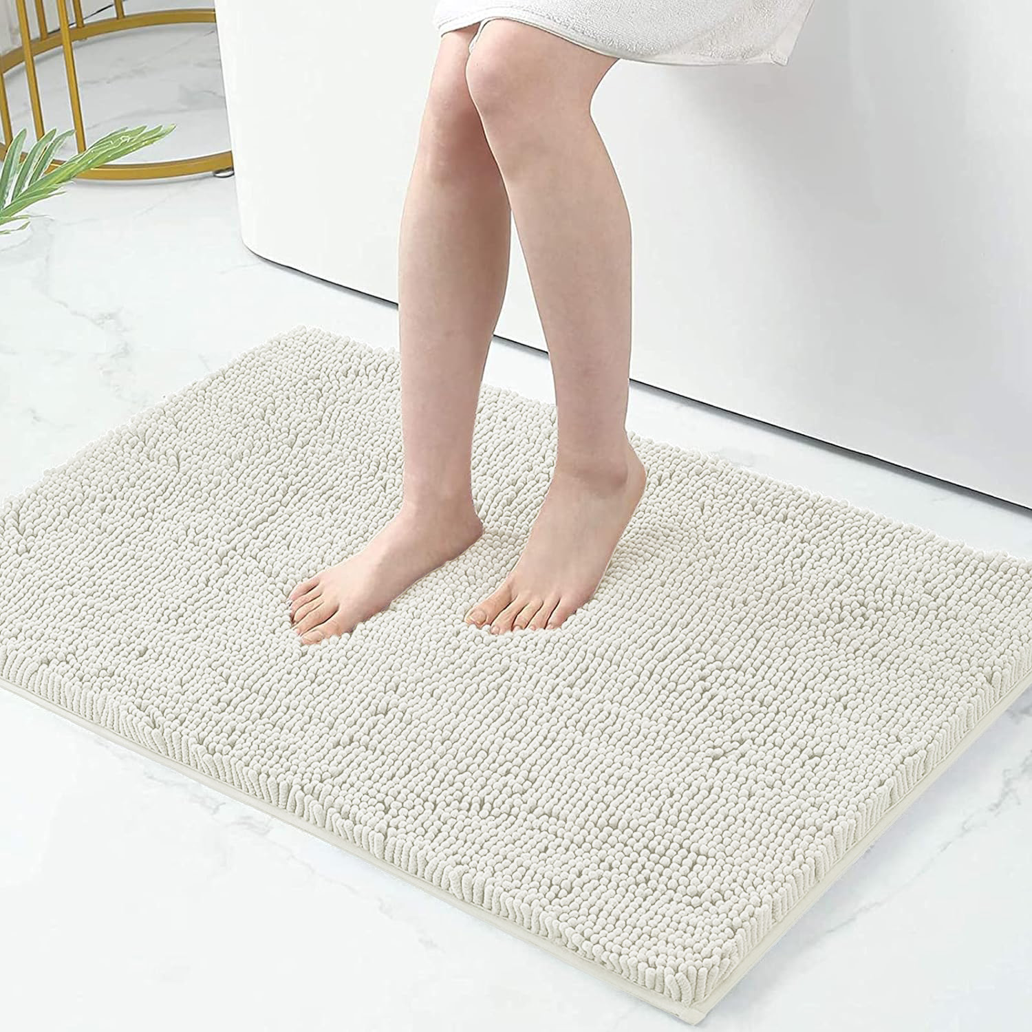 Chenille Bathroom Rugs Mat, Chenille Bath Rug Mat Non-Slip Bath Mat, Washable Soft Shower Shag Bath Rugs