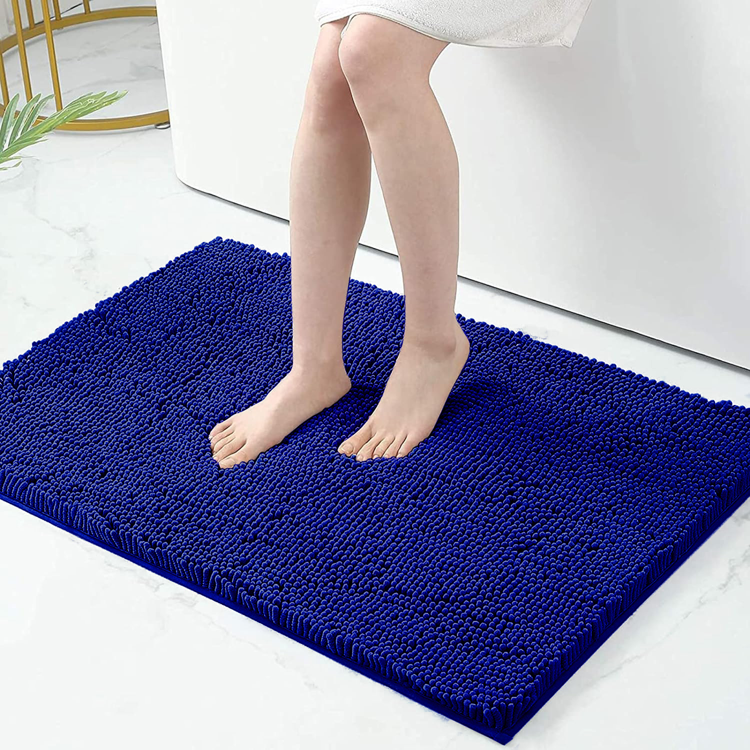 Chenille Bathroom Rugs Mat, Chenille Bath Rug Mat Non-Slip Bath Mat, Washable Soft Shower Shag Bath Rugs