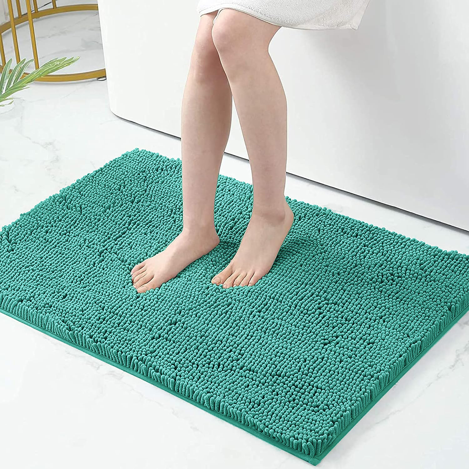 Chenille Bathroom Rugs Mat, Chenille Bath Rug Mat Non-Slip Bath Mat, Washable Soft Shower Shag Bath Rugs