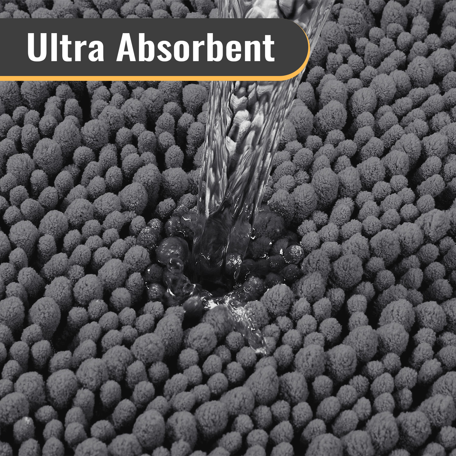 Bathroom Rug Mat - Ultra Soft Absorbent Fluffy Chenille Carpet, Non-Slip Machine Dry Plush Bath Mat, Bath Floor, Bath and Shower Bath Mat