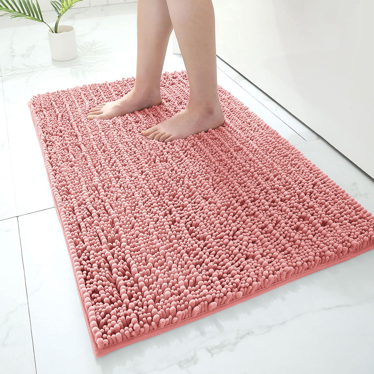 Bathroom Rug Mat - Ultra Soft Absorbent Fluffy Chenille Carpet, Non-Slip Machine Dry Plush Bath Mat, Bath Floor, Bath and Shower Bath Mat