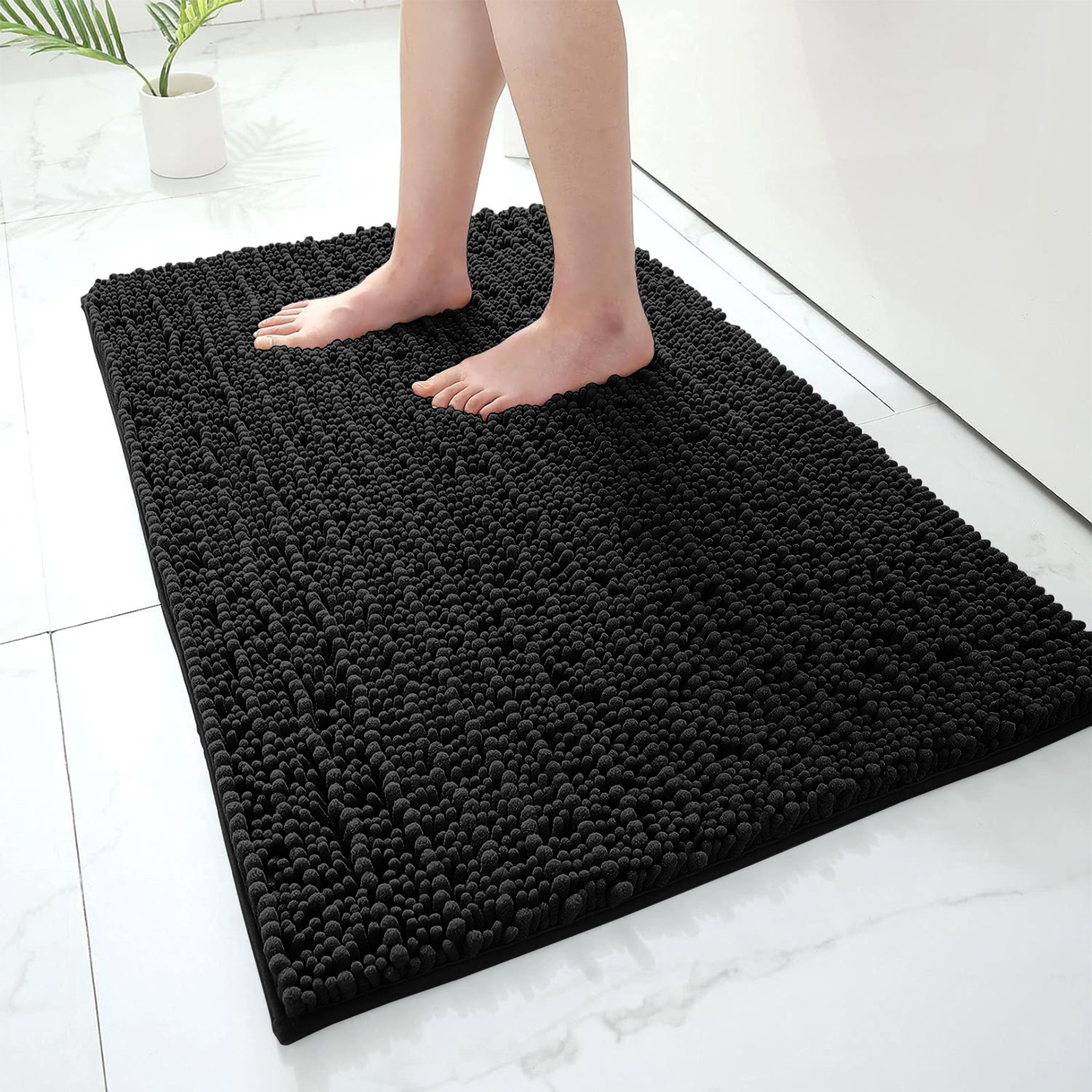 Bathroom Rug Mat - Ultra Soft Absorbent Fluffy Chenille Carpet, Non-Slip Machine Dry Plush Bath Mat, Bath Floor, Bath and Shower Bath Mat