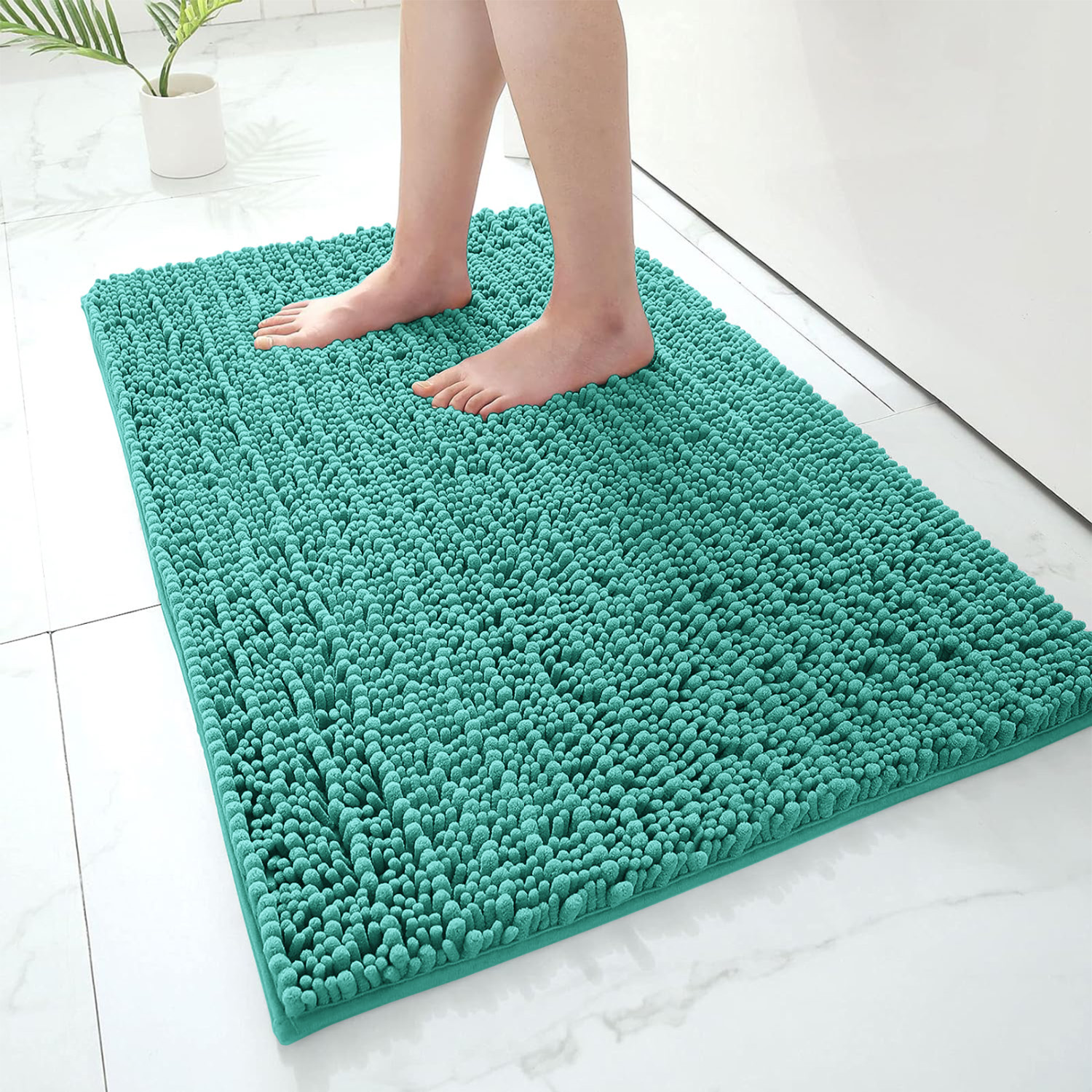Bathroom Rug Mat - Ultra Soft Absorbent Fluffy Chenille Carpet, Non-Slip Machine Dry Plush Bath Mat, Bath Floor, Bath and Shower Bath Mat