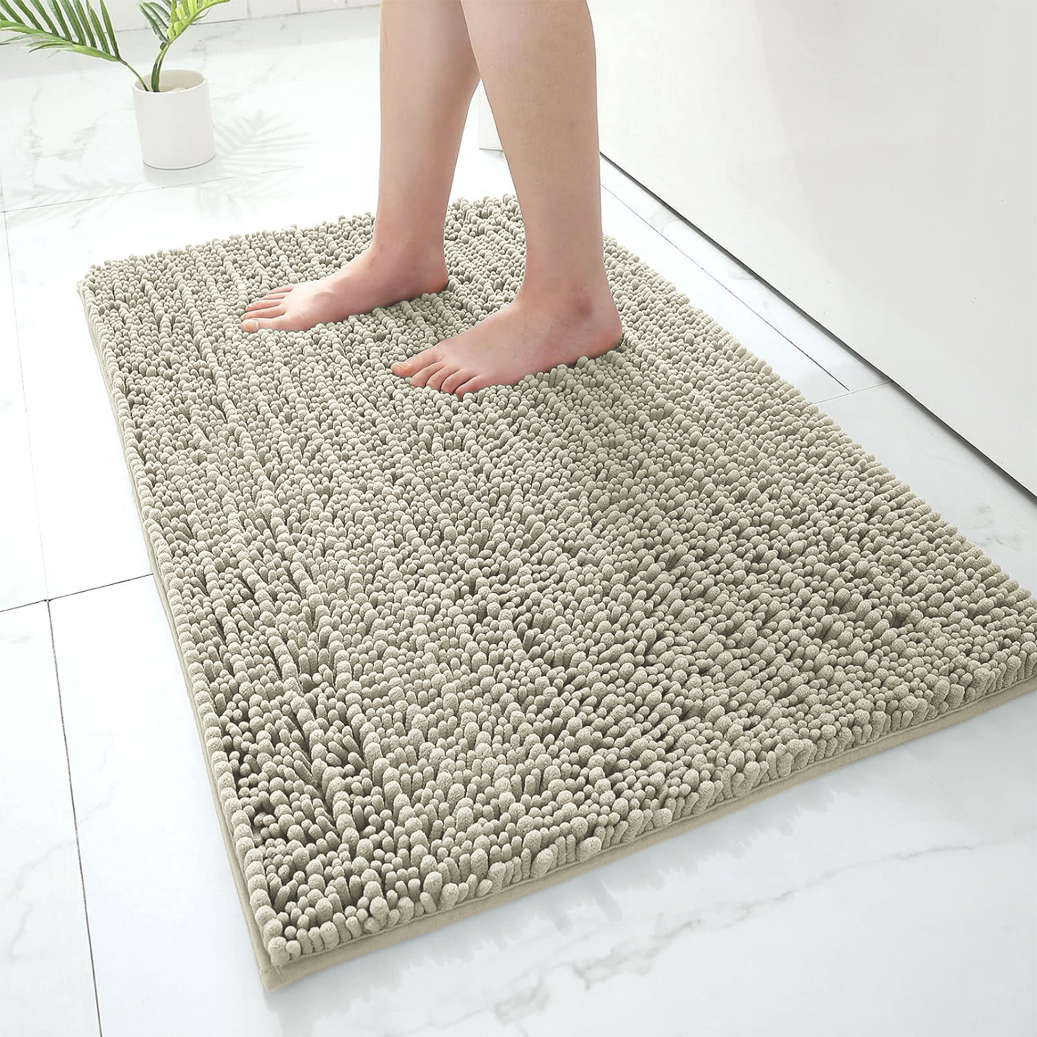 Bathroom Rug Mat - Ultra Soft Absorbent Fluffy Chenille Carpet, Non-Slip Machine Dry Plush Bath Mat, Bath Floor, Bath and Shower Bath Mat