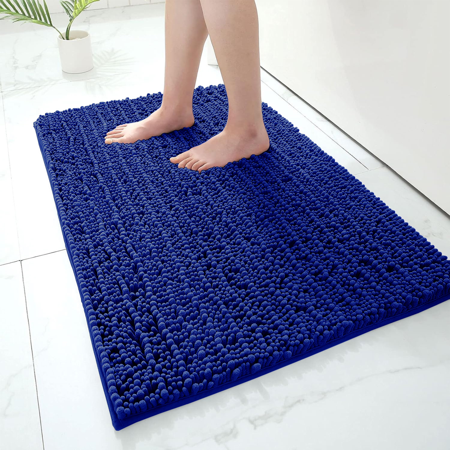 Bathroom Rug Mat - Ultra Soft Absorbent Fluffy Chenille Carpet, Non-Slip Machine Dry Plush Bath Mat, Bath Floor, Bath and Shower Bath Mat
