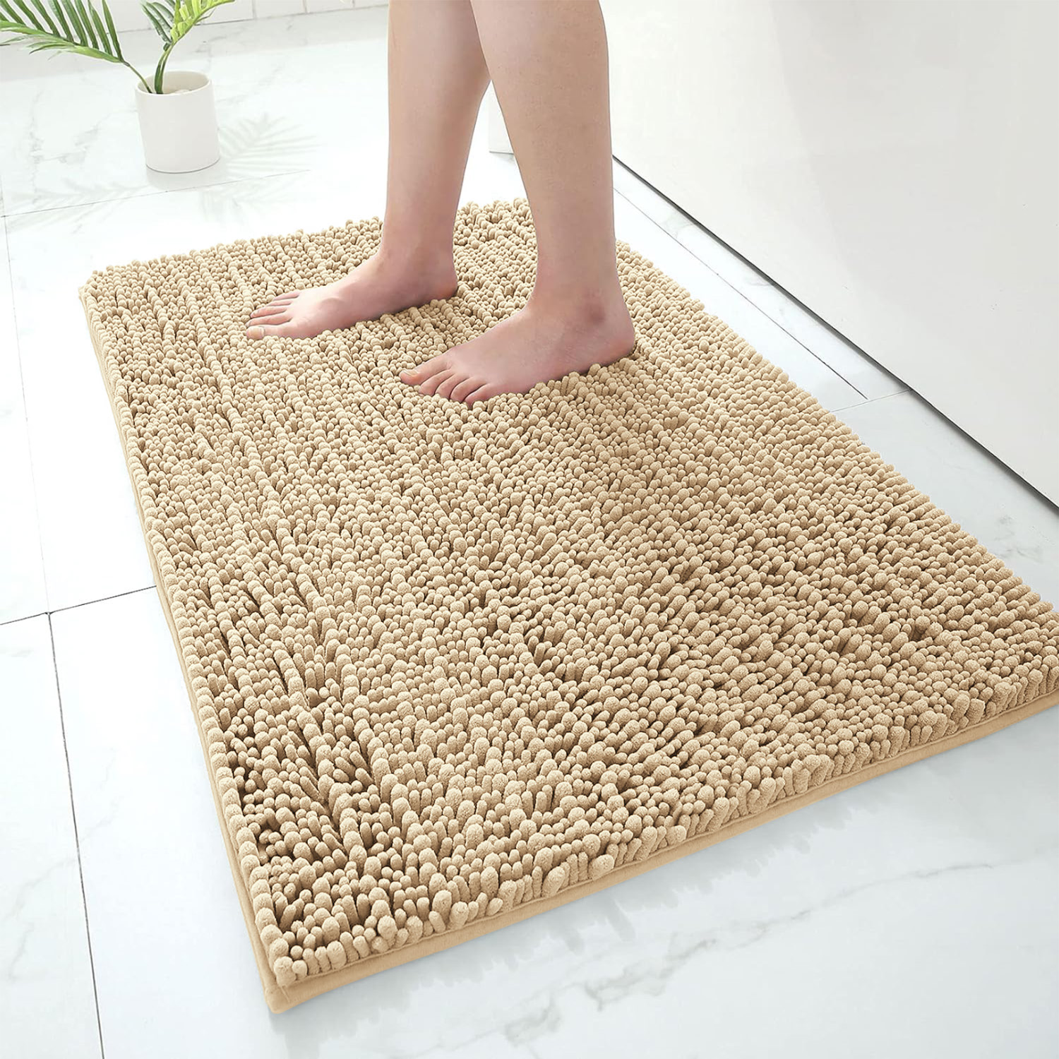 Bathroom Rug Mat - Ultra Soft Absorbent Fluffy Chenille Carpet, Non-Slip Machine Dry Plush Bath Mat, Bath Floor, Bath and Shower Bath Mat