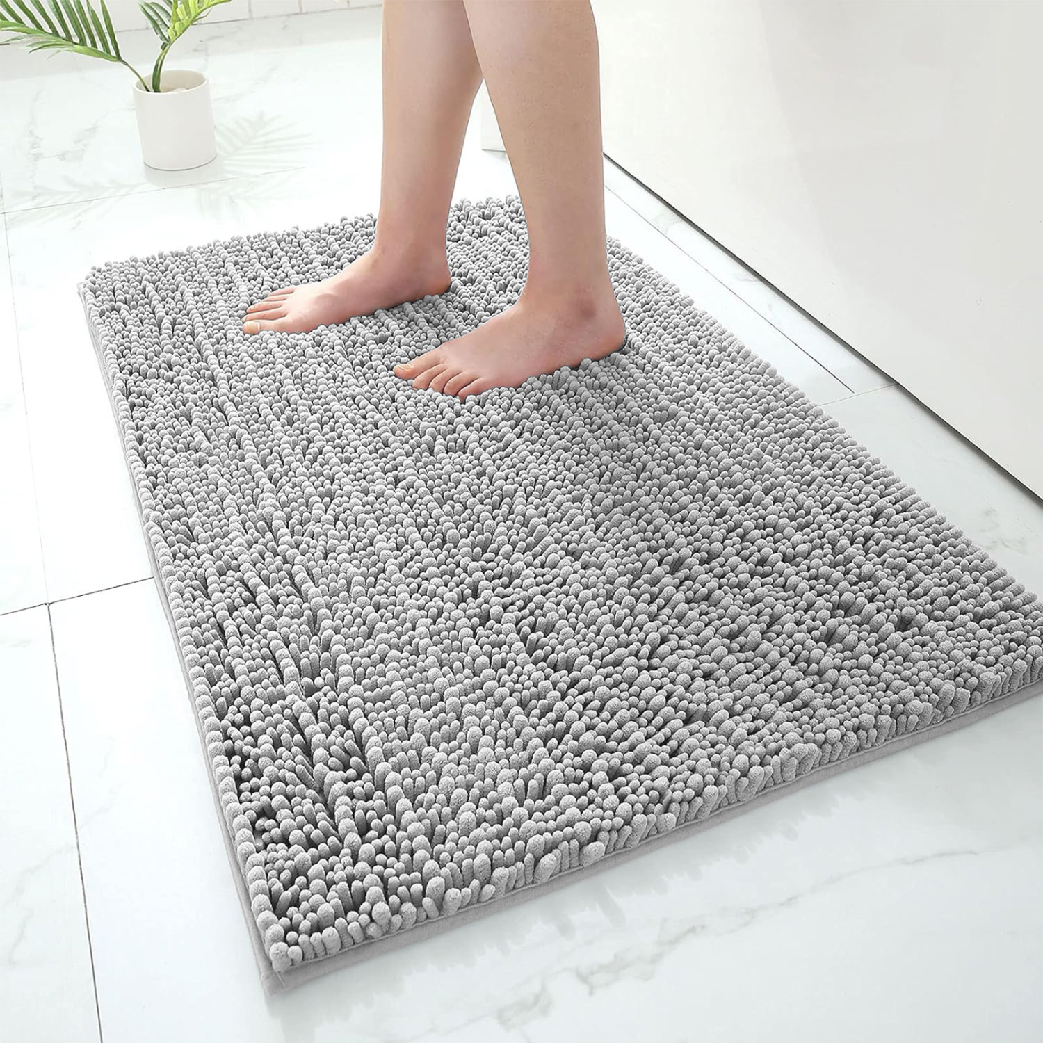 Bathroom Rug Mat - Ultra Soft Absorbent Fluffy Chenille Carpet, Non-Slip Machine Dry Plush Bath Mat, Bath Floor, Bath and Shower Bath Mat