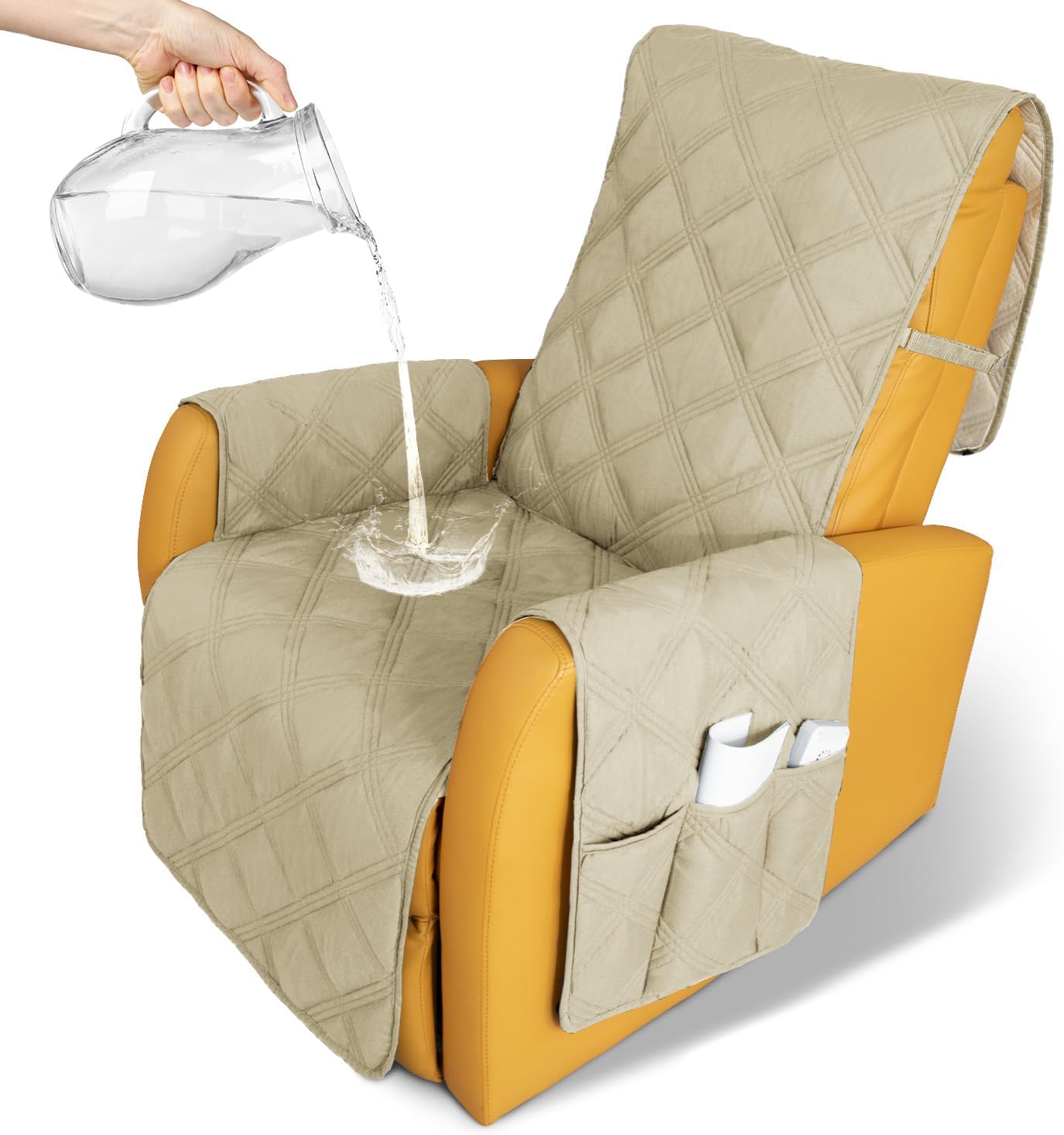 Recliner Chair Covers Waterproof with Non-Slip Furniture Protector Sofa Slipcover for Children, Sofa Covers for Dogs