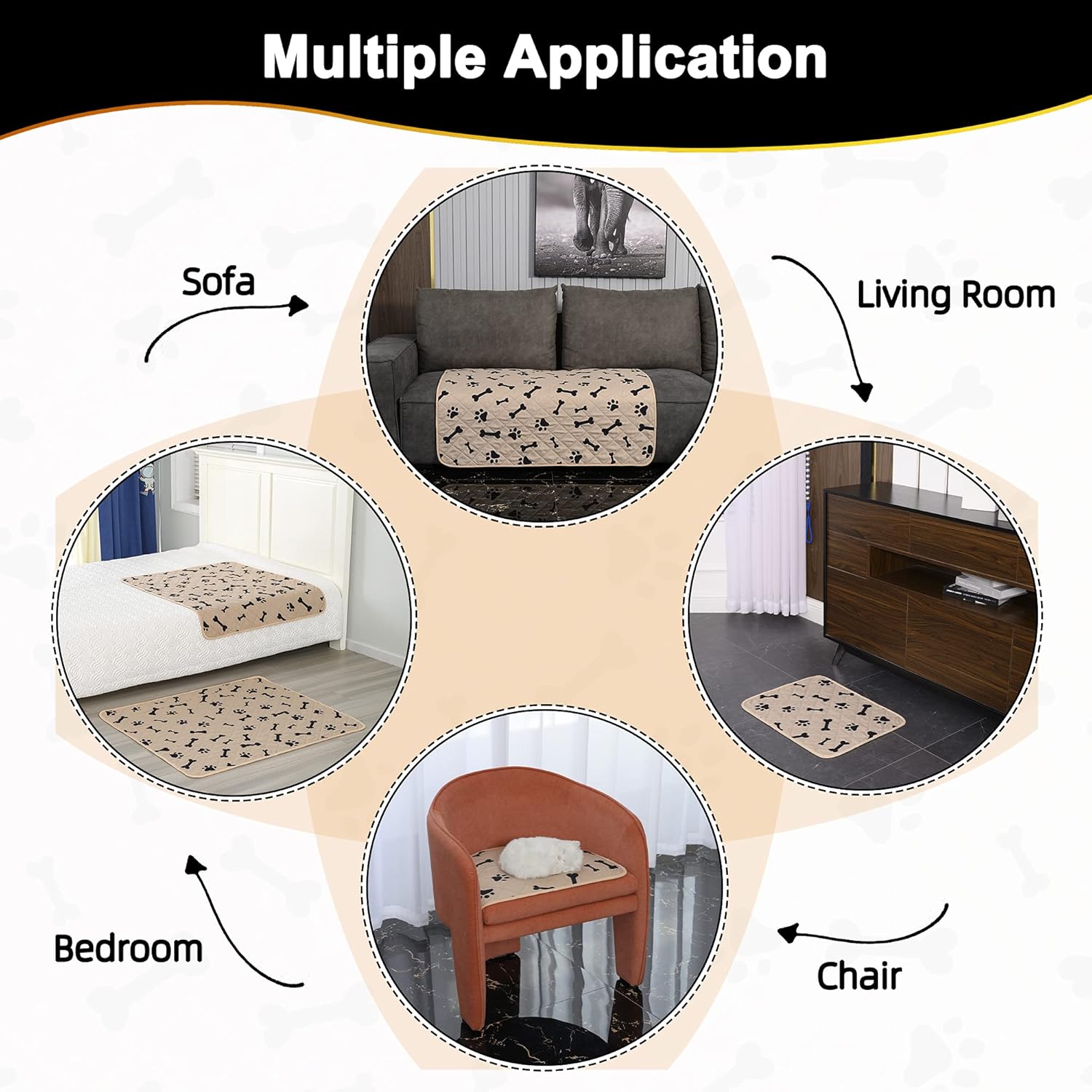 宠物尿垫为小型狗训练可洗的小狗垫防滑可重复使用的防水狗箱垫宠物地毯