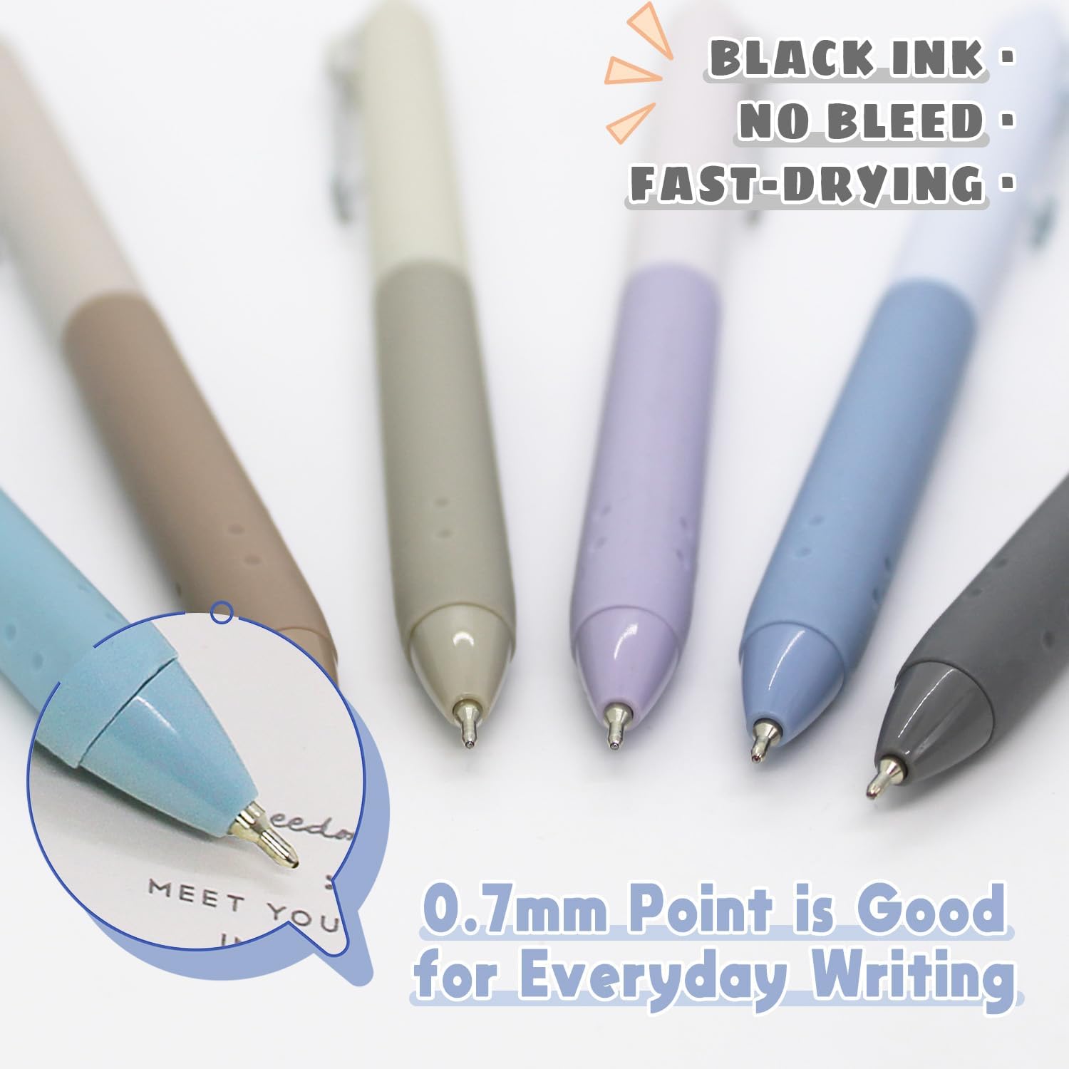 Retractable Ballpoint Pens Black Ink 0.7mm Pens Writing Pen Office Fine Ball Point Pen for Journaling