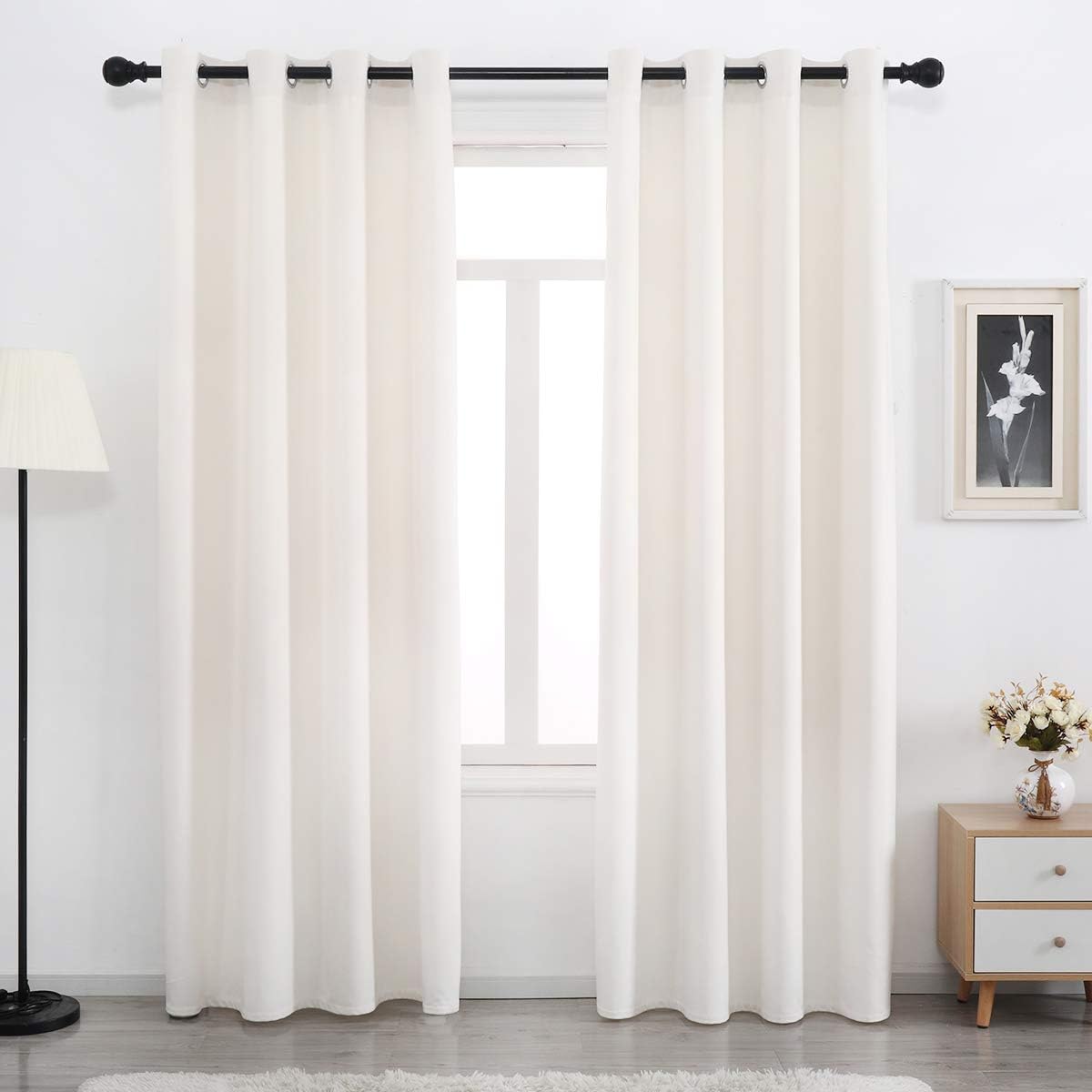 Velvet Blackout Curtains Long Light Blocking Grommet Velvet Window Curtain Panels Set of 2 Heat Insulated Curtains Blackout Thermal Velvet Curtain Panels for Bedroom 2 Panels