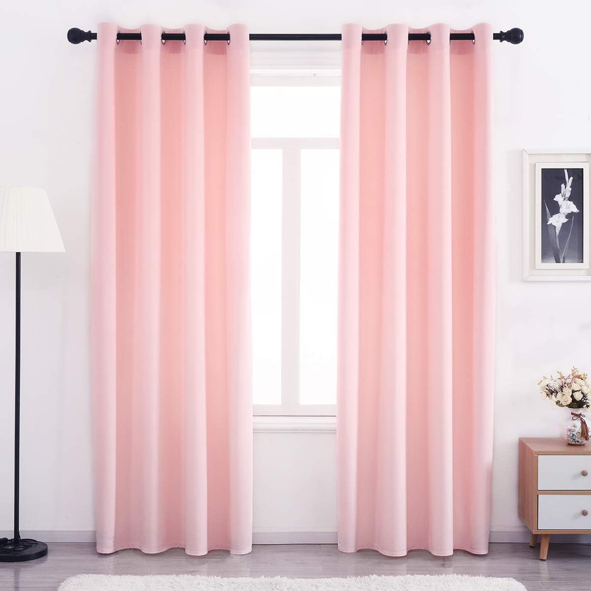 Velvet Blackout Curtains Long Light Blocking Grommet Velvet Window Curtain Panels Set of 2 Heat Insulated Curtains Blackout Thermal Velvet Curtain Panels for Bedroom 2 Panels
