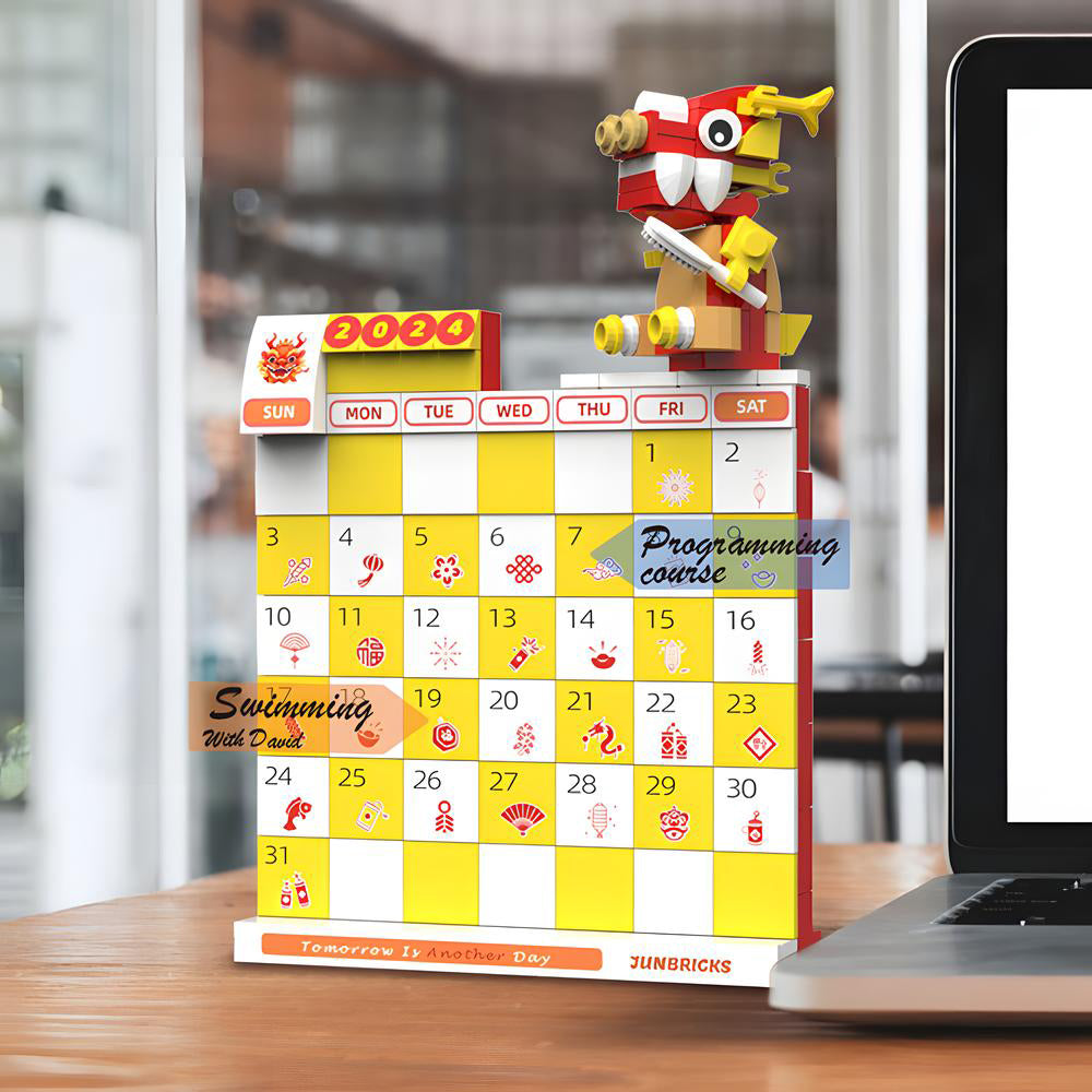 DIY Perpetual Calendar Creative Building Bricks Multicolor Blocks Cale