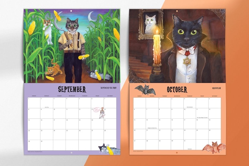 Scaredy Cats 2024 Monthly Calendar Horror Movie Cat Parody    (31) 11 