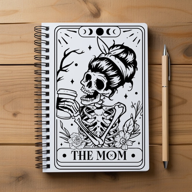 Funny Sarcastic Gift-Tarot Skull Spiral Notebook