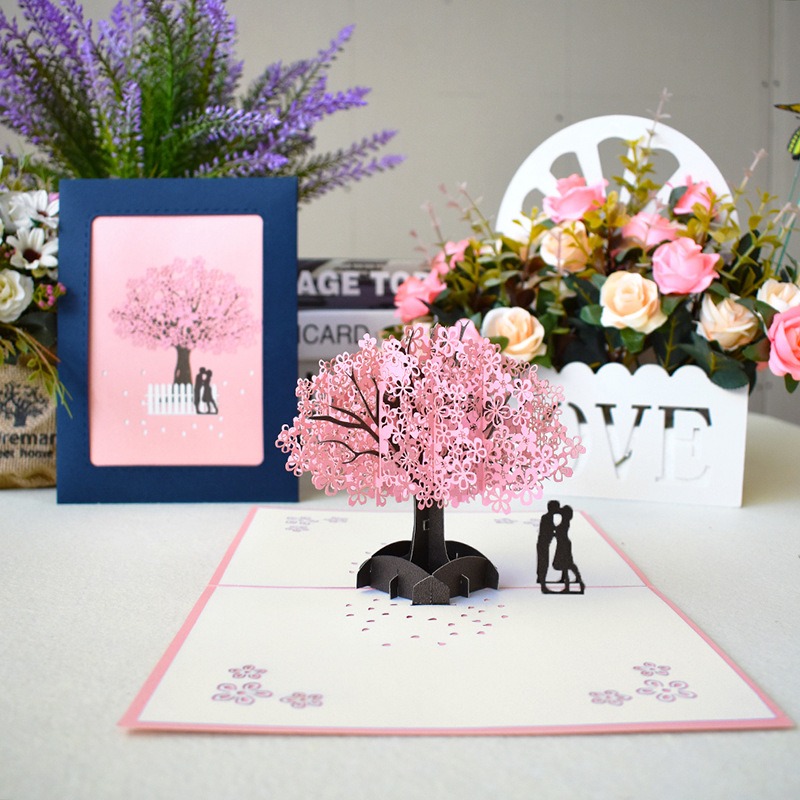 Valentine's Gift-Couple Under Pink Cherry Blossom Tree