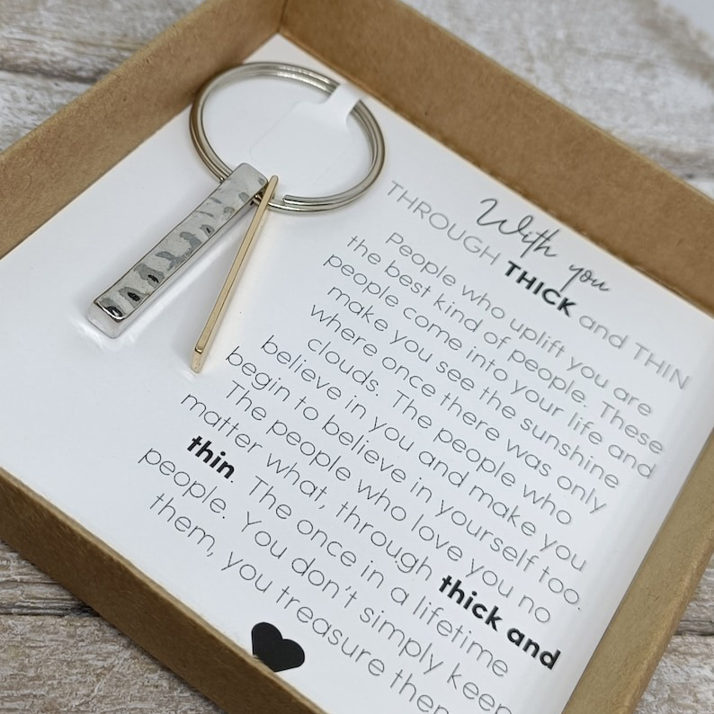 Valentines present-Couples romantic Thick and Thin keyring