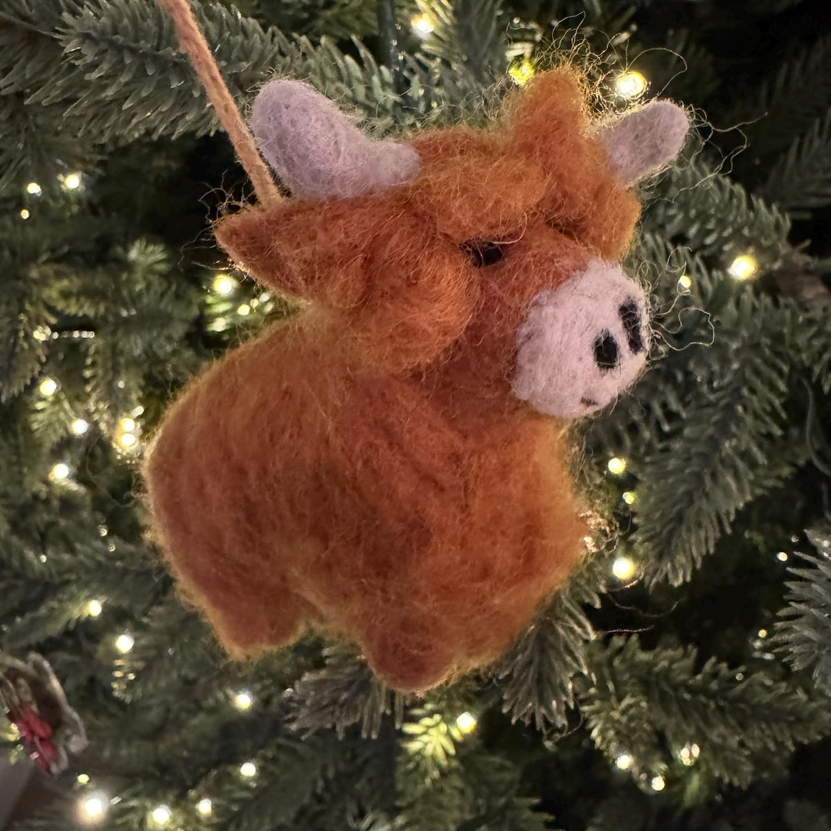 Needle Felted Highland Cow Ornament